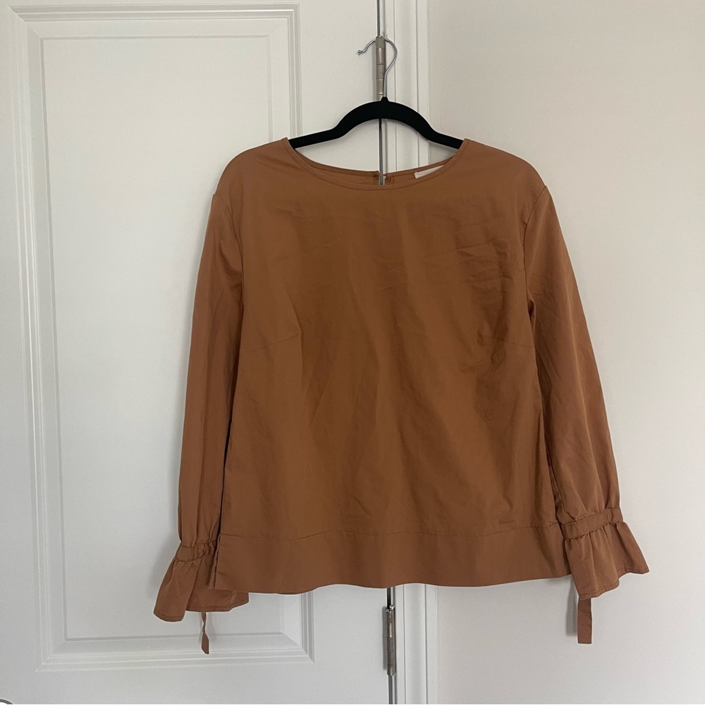 Melloday Brown Cinched Long Sleeve Top